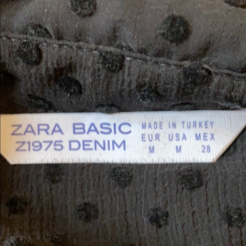 Zara Basic Black Polka Dot Blouse Long Sleeve Top - image 6